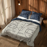 Basketball Court Navy Blue & Ivory Çift Taraflı Nevresim Takımı