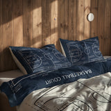 Basketball Court Navy Blue & Ivory Çift Taraflı Nevresim Takımı