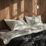 Vespa Ivory & Harley Davidson Model 28B Chalkboard Çift Taraflı Nevresim Takımı