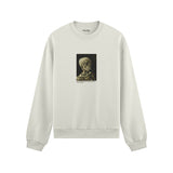 Skull of a Skeleton with Burning Cigarette Oversize Sweatshirt