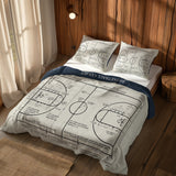 Basketball Court Navy Blue & Ivory Çift Taraflı Nevresim Takımı