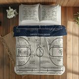 Basketball Court Navy Blue & Ivory Çift Taraflı Nevresim Takımı