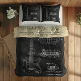 Gibson Les Paul Vintage & Fender Stratocaster Chalkboard Çift Taraflı Nevresim Takımı