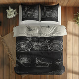 Vespa Ivory & Harley Davidson Model 28B Chalkboard Çift Taraflı Nevresim Takımı