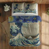 The Starry Night & Kanagawa Oki Nami Ura Çift Taraflı Nevresim Takımı