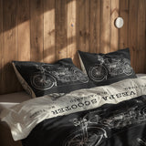 Vespa Ivory & Harley Davidson Model 28B Chalkboard Çift Taraflı Nevresim Takımı