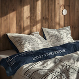 Basketball Court Navy Blue & Ivory Çift Taraflı Nevresim Takımı