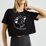 Wine Lover Cat Crop Tişört