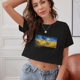 Buğday Tarlası ve Kargalar Crop Tişört