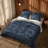 Basketball Court Navy Blue & Ivory Çift Taraflı Nevresim Takımı
