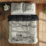 Vespa Ivory & Harley Davidson Model 28B Chalkboard Çift Taraflı Nevresim Takımı