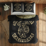 Sons of Anarchy & Skull of a Skeleton with Burning Cigarette Çift Taraflı Nevresim Takımı