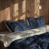 Basketball Court Navy Blue & Ivory Çift Taraflı Nevresim Takımı