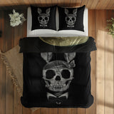 Skull of a Skeleton with Burning Cigarette & Playboy Skull Çift Taraflı Nevresim Takımı
