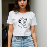 Wine Lover Cat Crop Tişört