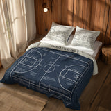 Basketball Court Navy Blue & Ivory Çift Taraflı Nevresim Takımı