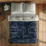 Basketball Court Navy Blue & Ivory Çift Taraflı Nevresim Takımı