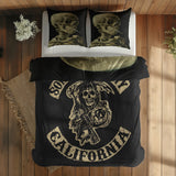 Sons of Anarchy & Skull of a Skeleton with Burning Cigarette Çift Taraflı Nevresim Takımı