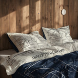 Basketball Court Navy Blue & Ivory Çift Taraflı Nevresim Takımı