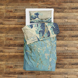 Almond Blossoms & Kanagawa Oki Nami Ura Çift Taraflı Nevresim Takımı
