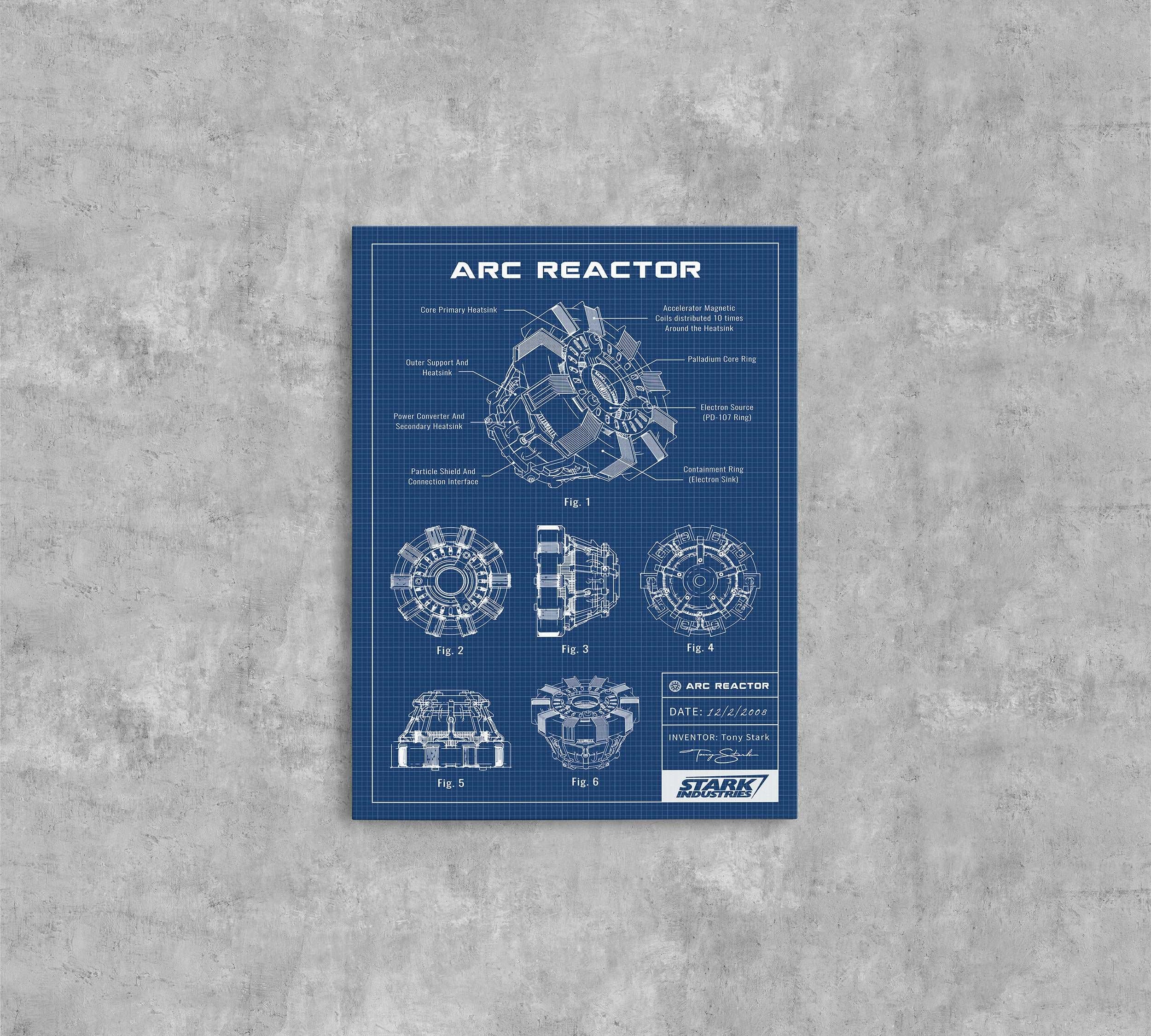 Arc Reactor Blueprint Kanvas Tablo