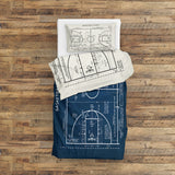 Basketball Court Navy Blue & Ivory Çift Taraflı Nevresim Takımı