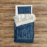 Basketball Court Navy Blue & Ivory Çift Taraflı Nevresim Takımı