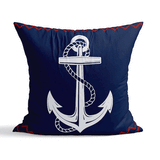 Çapa Navy Blue v2 / Marin Temalı Çift Taraflı Kırlent Kılıfı 2 Adet