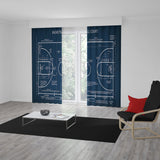 Basketball Court Navy Blue - Basketbol Sahası Fon Perde