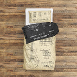 Gibson Les Paul Vintage & Fender Stratocaster Chalkboard Çift Taraflı Nevresim Takımı