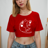 Wine Lover Cat Crop Tişört