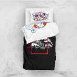 Koi Fish & Perspektif Kanagawa Dalgası Çift Taraflı Nevresim Takımı