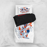 Koi Fish & Perspektif Kanagawa Dalgası Çift Taraflı Nevresim Takımı