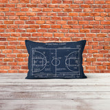 Basketball Court Navyblue - Basketbol Sahası Çift Taraflı Yastık Kılıfı 2 Adet