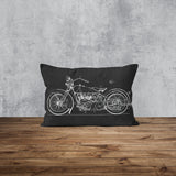 Harley Davidson Model 28B Motosiklet Chalkboard Çift Taraflı Yastık Kılıfı 2 Adet