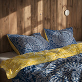 Yellow / Blue Bohemian Mandala Çift Taraflı Nevresim Takımı