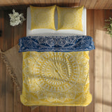 Yellow / Blue Bohemian Mandala Çift Taraflı Nevresim Takımı
