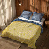 Yellow / Blue Bohemian Mandala Çift Taraflı Nevresim Takımı