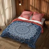 Red / Blue Bohemian Mandala Çift Taraflı Nevresim Takımı