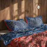 Red / Blue Bohemian Mandala Çift Taraflı Nevresim Takımı