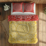 Red / Yellow Bohemian Mandala Çift Taraflı Nevresim Takımı