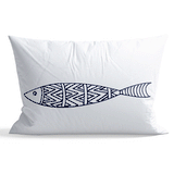 Lined Fish 30cm x 50cm / Marin Temalı Çift Taraflı Kırlent Kılıfı