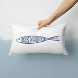 Lined Fish 30cm x 50cm / Marin Temalı Çift Taraflı Kırlent Kılıfı