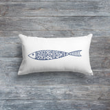 Lined Fish 30cm x 50cm / Marin Temalı Çift Taraflı Kırlent Kılıfı
