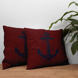 Naval Blue Çapa / Bordo Marin Temalı Çift Taraflı Kırlent Kılıfı 2 Adet