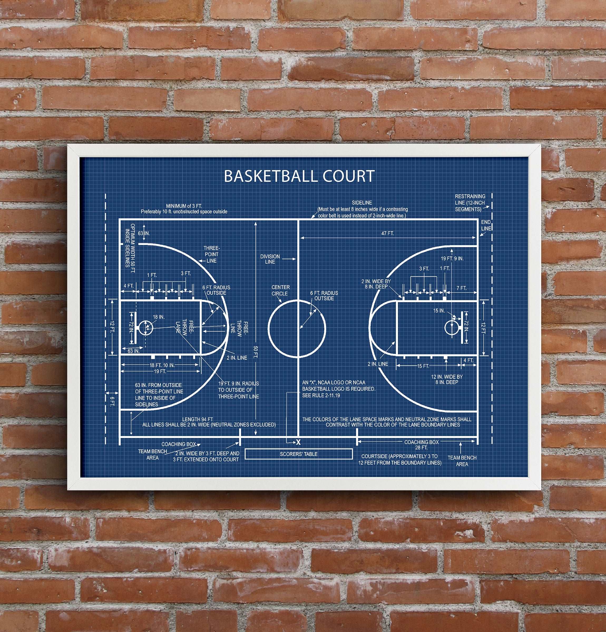 Basketball Court Blueprint Poster