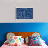 Basketball Court Blueprint Poster
