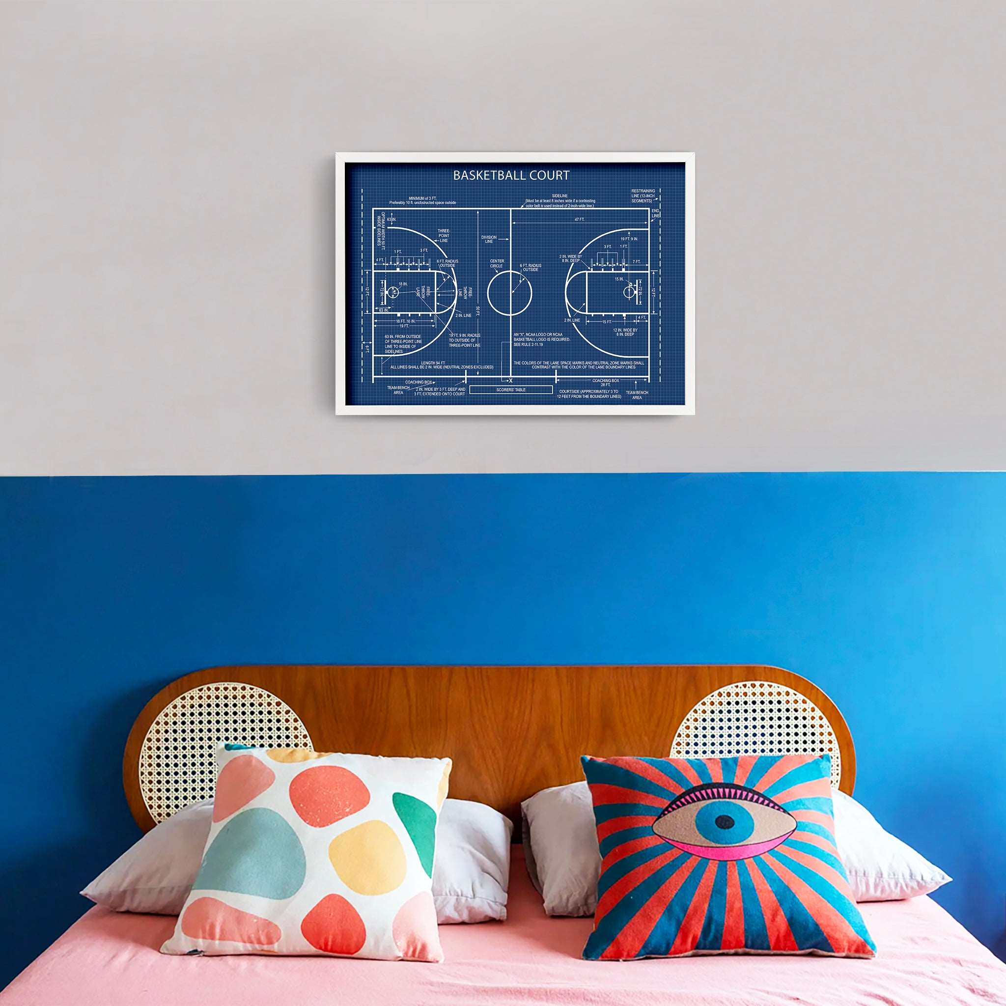 Basketball Court Blueprint Poster