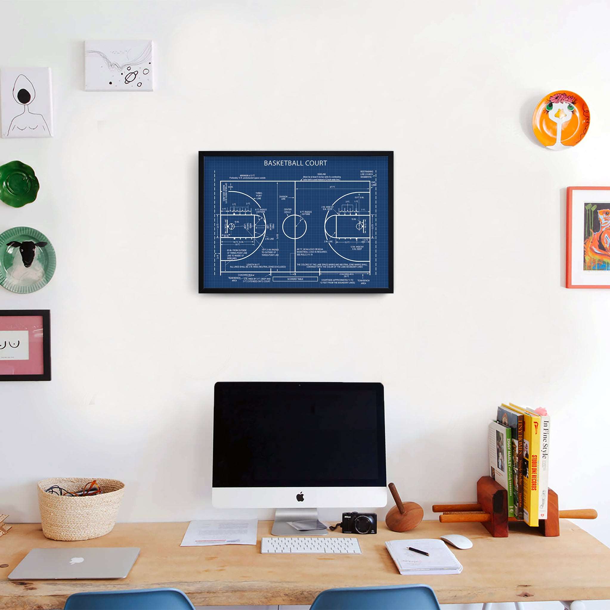 Basketball Court Blueprint Poster