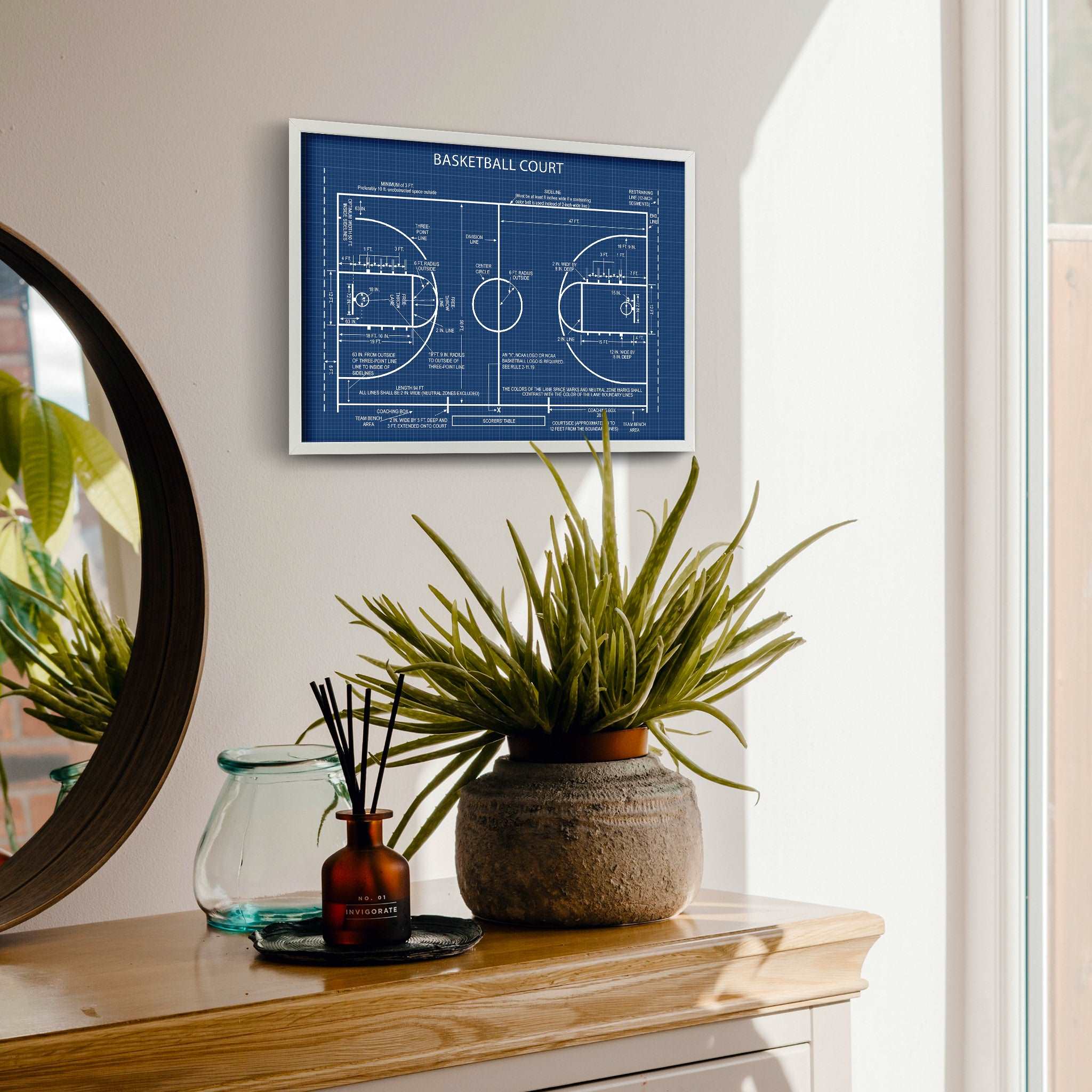 Basketball Court Blueprint Poster